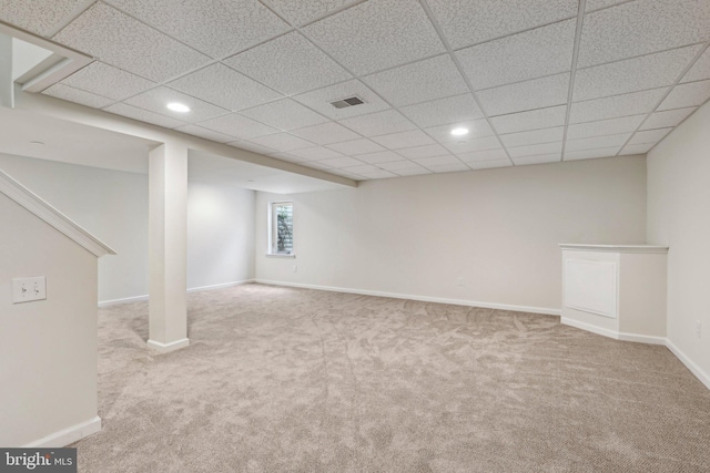 365 Pennycress Rd, Allentown, PA 18104 - basement featuring carpet, baseboards, recessed lighting, and a drop ceiling