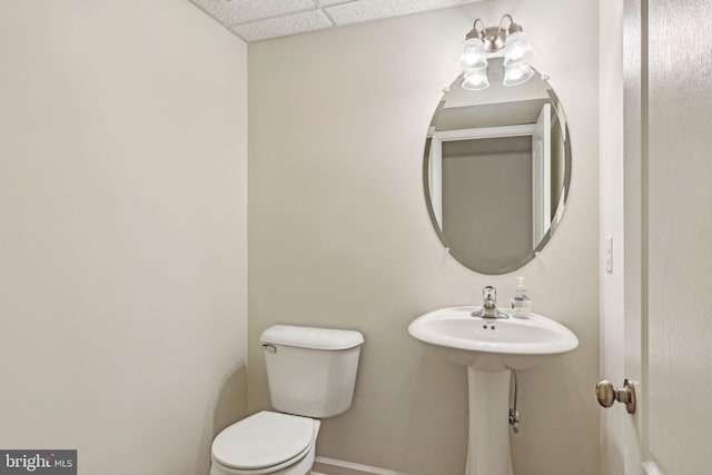 365 Pennycress Rd, Allentown, PA 18104 - bathroom featuring toilet, a paneled ceiling, and baseboards