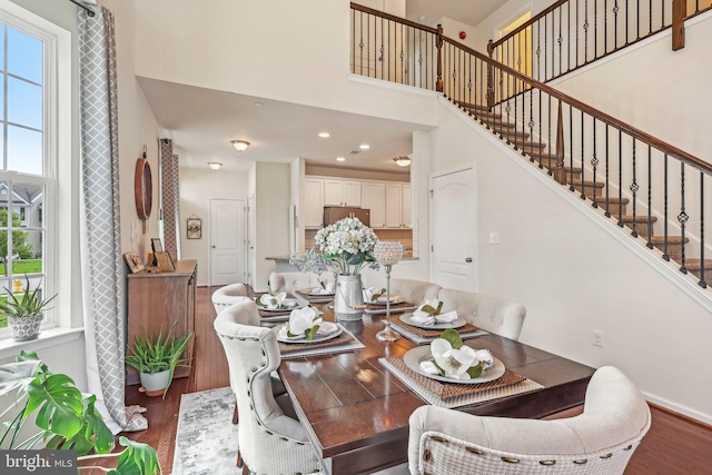 365 Pennycress Rd, Allentown, PA 18104 - dining space with a high ceiling, wood finished floors, and stairway