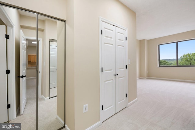 19355 Cypress Ridge Ter Unit 414, Leesburg, VA 20176 - hallway with light carpet and baseboards