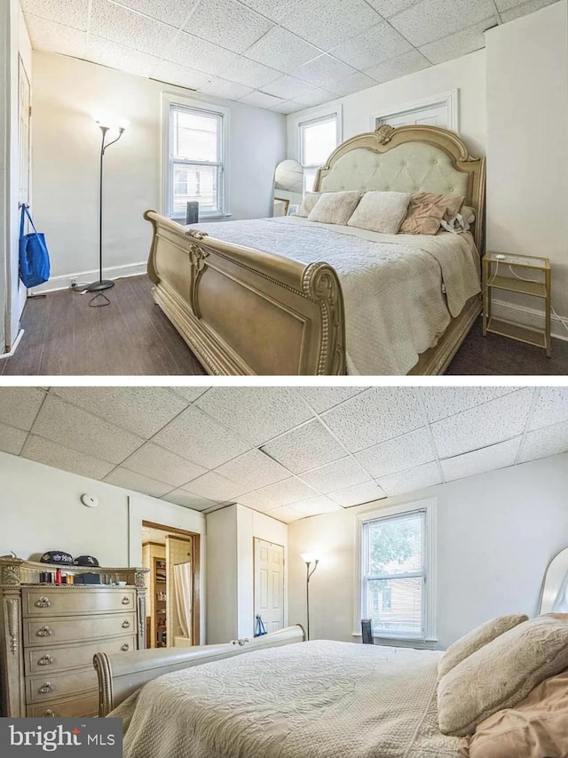 840 S 2nd St, Millville, NJ 08332 - bedroom with a drop ceiling, multiple windows, wood finished floors, and baseboards