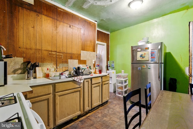 1625 6th St NW, Washington, DC 20001 - kitchen featuring freestanding refrigerator, light countertops, and white range with gas cooktop