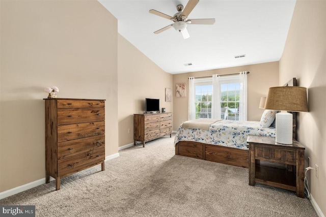 105 Bachtell Cir, Smithsburg, MD 21783 - carpeted bedroom featuring baseboards, a ceiling fan, and high vaulted ceiling