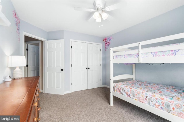 105 Bachtell Cir, Smithsburg, MD 21783 - carpeted bedroom featuring a closet, baseboards, and a ceiling fan