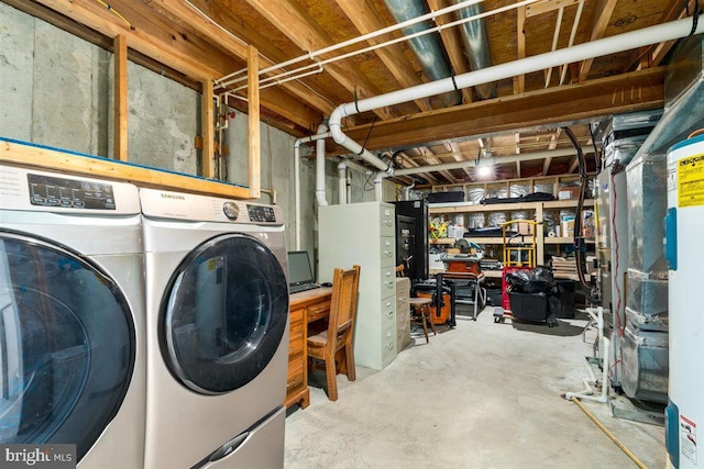 105 Bachtell Cir, Smithsburg, MD 21783 - unfinished below grade area featuring washer and dryer and heating unit