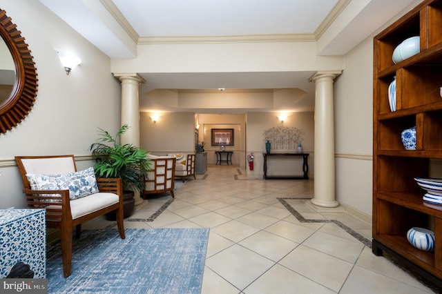 community lobby with ornamental molding