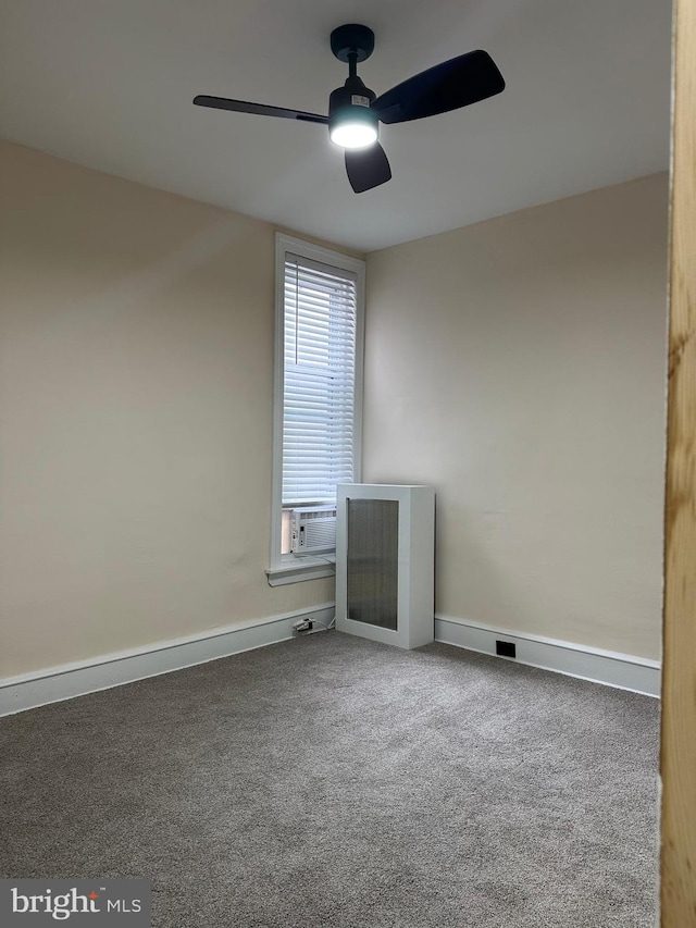 3406 Richmond St, Philadelphia, PA 19134 - spare room with ceiling fan, carpet flooring, cooling unit, and baseboards