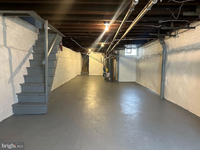 3406 Richmond St, Philadelphia, PA 19134 - basement with gas water heater and stairs