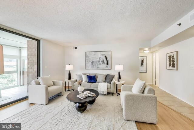 1001 N Vermont St Unit 403, Arlington, VA 22201 - living area with a textured ceiling and wood finished floors