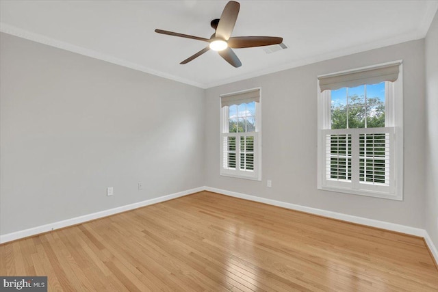 6014 Marilyn Dr, Alexandria, VA 22310 - empty room featuring light wood-style flooring, baseboards, crown molding, and ceiling fan