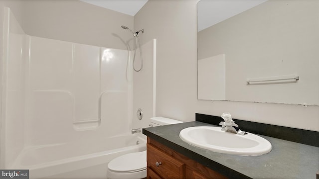 19645 Point Lookout Rd, Lexington Park, MD 20653 - bathroom featuring toilet, vanity, and shower / bath combination