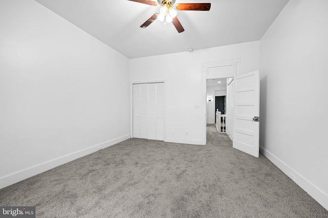 2717 Mosher St, Baltimore, MD 21216 - unfurnished bedroom featuring carpet flooring, a closet, baseboards, and a ceiling fan