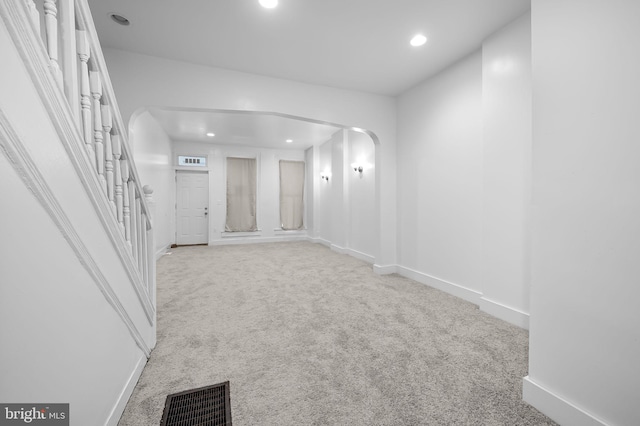 2717 Mosher St, Baltimore, MD 21216 - corridor featuring recessed lighting, carpet, baseboards, and arched walkways