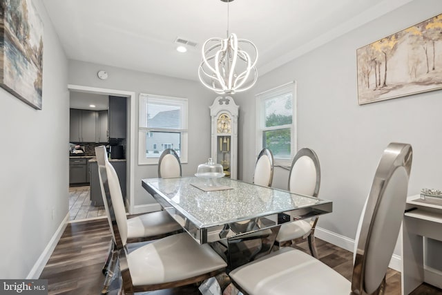 321 Taft St, Bristol, PA 19007 - dining room with a chandelier, healthy amount of natural light, dark wood-type flooring, and recessed lighting