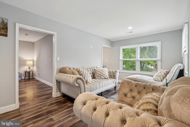 321 Taft St, Bristol, PA 19007 - living area with baseboards, dark wood-type flooring, and recessed lighting