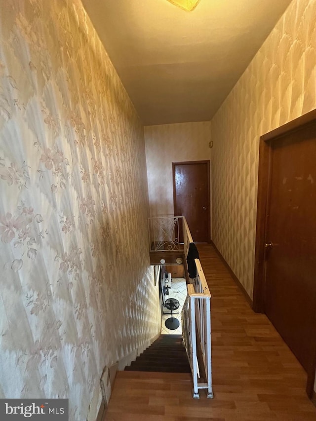 1139 Snyder Ave, Philadelphia, PA 19148 - corridor featuring wood finished floors and wallpapered walls