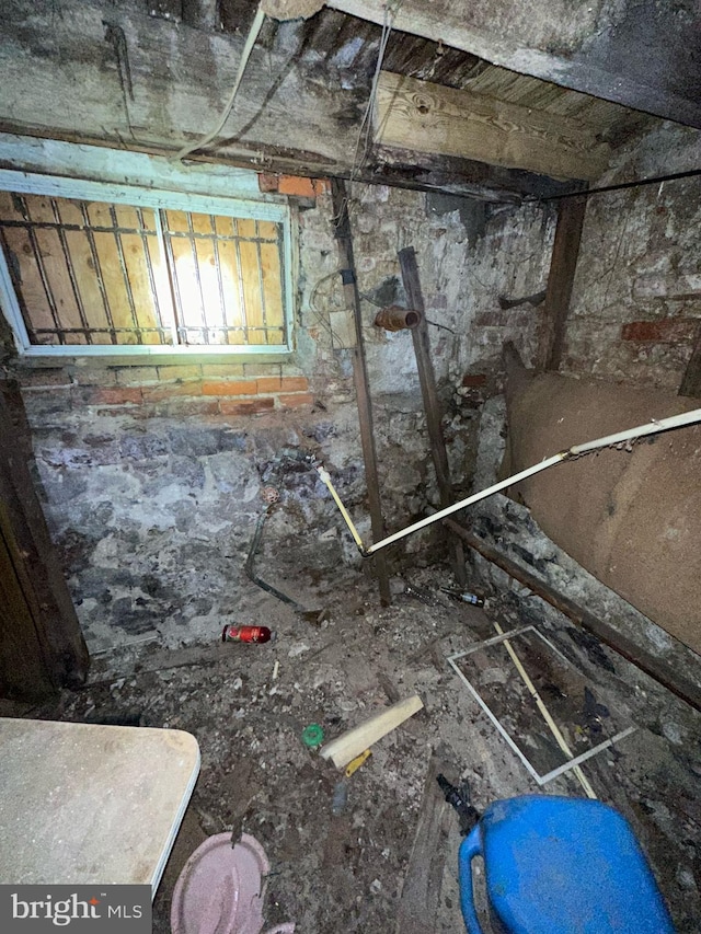 view of unfinished below grade area
