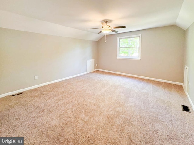 112 Hemlock Dr, Williamstown, NJ 08094 - additional living space featuring vaulted ceiling, a ceiling fan, baseboards, and carpet
