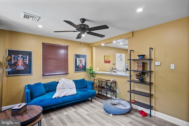 449 7th Ave, Lindenwold, NJ 08021 - living area with wood finished floors, baseboards, a ceiling fan, and recessed lighting