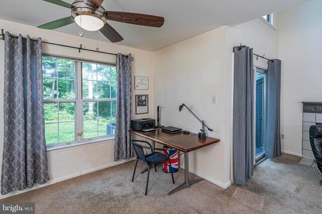 36F Needham Way, Princeton, NJ 08540 - carpeted office space featuring a ceiling fan and plenty of natural light