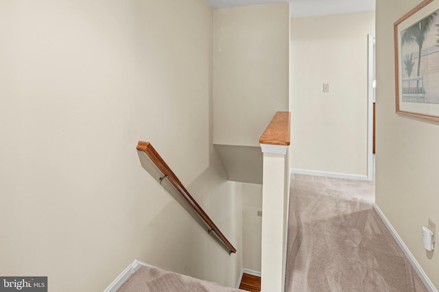 stairs with carpet and baseboards