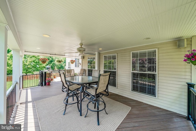 43413 Countrywalk Ct, Ashburn, VA 20147 - wooden terrace featuring a ceiling fan and outdoor dining area