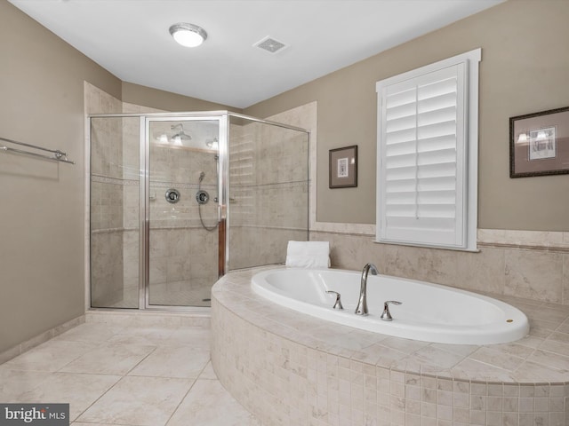 816 Bay Ridge Ave, Annapolis, MD 21403 - full bathroom with a shower stall, a bath, and tile patterned floors