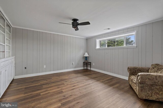 1604 Old New Windsor Rd, New Windsor, MD 21776 - living area with ceiling fan, wood finished floors, and baseboards