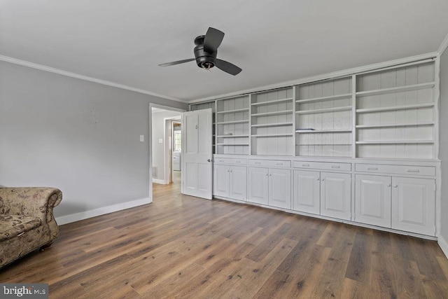 1604 Old New Windsor Rd, New Windsor, MD 21776 - sitting room featuring crown molding, baseboards, ceiling fan, and dark wood-type flooring