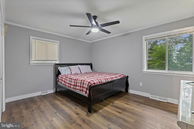 1604 Old New Windsor Rd, New Windsor, MD 21776 - bedroom with wood finished floors, baseboards, ornamental molding, and ceiling fan