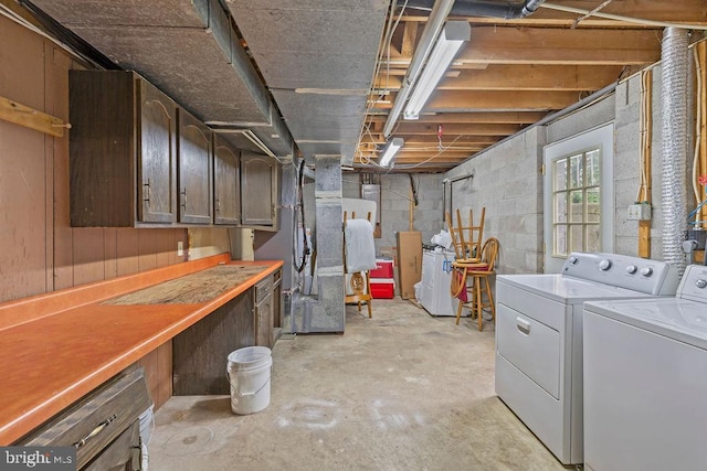 1604 Old New Windsor Rd, New Windsor, MD 21776 - below grade area featuring independent washer and dryer, concrete block wall, and heating unit