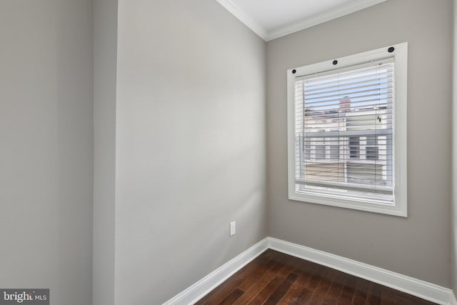 1208 Shepherd St NW, Washington, DC 20011 - empty room featuring baseboards, dark wood-type flooring, and ornamental molding