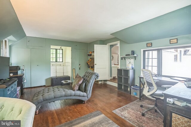 office with wood finished floors