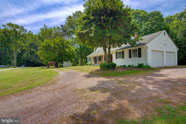 8406 Cedar Ln, King George, VA 22485 - single story home with a chimney, a front lawn, and dirt driveway