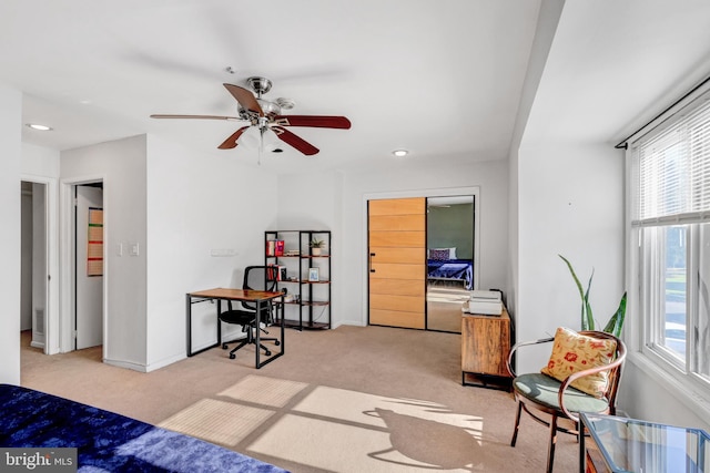 384 Bolton Rd, East Windsor, NJ 08520 - carpeted bedroom featuring an office area, multiple windows, recessed lighting, and baseboards