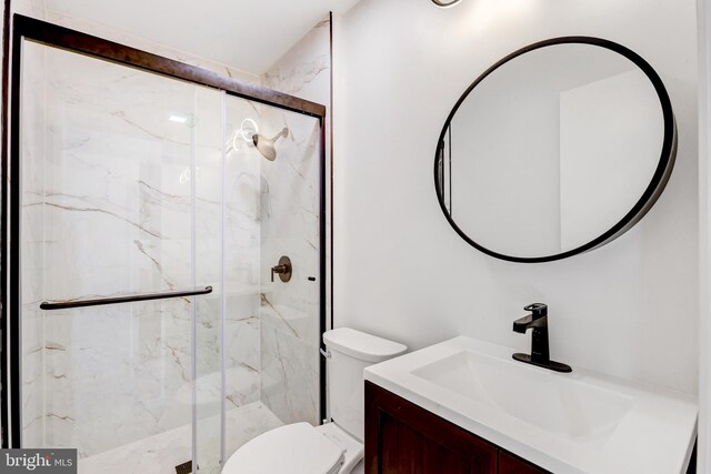 384 Bolton Rd, East Windsor, NJ 08520 - full bathroom with toilet, a marble finish shower, and vanity