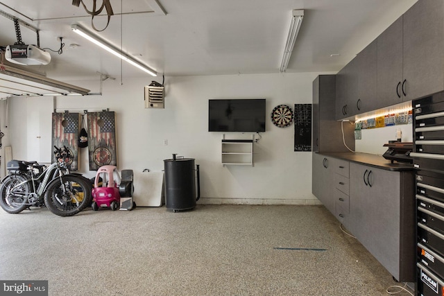 garage with a garage door opener