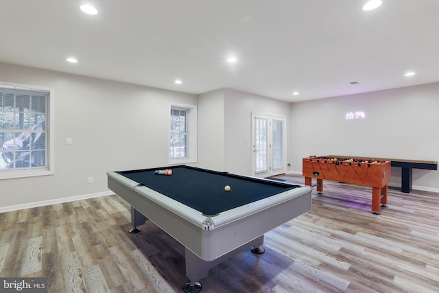13626 Sylvan Bluff Dr, Leesburg, VA 20176 - rec room featuring recessed lighting, healthy amount of natural light, light wood finished floors, and pool table