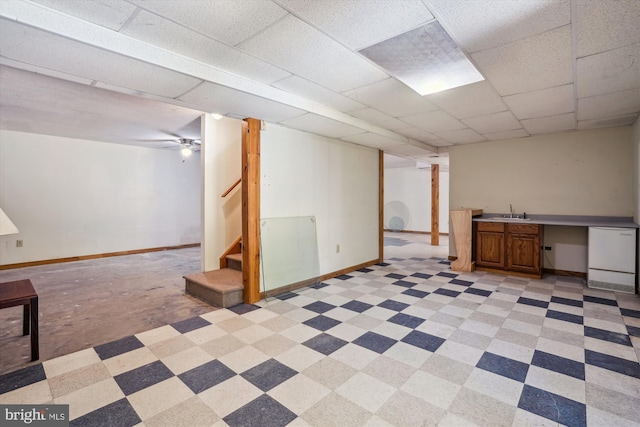 13245 Croom Rd, Upper Marlboro, MD 20772 - finished basement with baseboards, stairway, bar, and light flooring