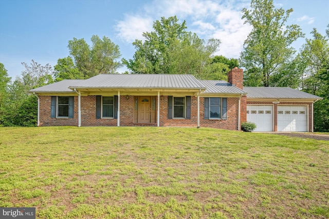 13245 Croom Rd, Upper Marlboro, MD 20772 - single story home featuring an attached garage, a chimney, a front lawn, and driveway