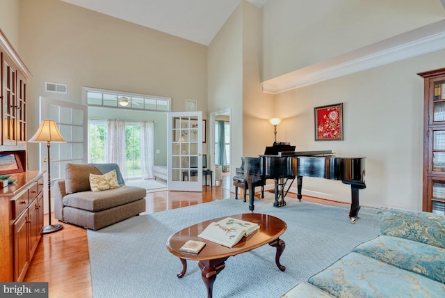 44458 Maltese Falcon Sq, Ashburn, VA 20147 - living room featuring a high ceiling and light wood-type flooring