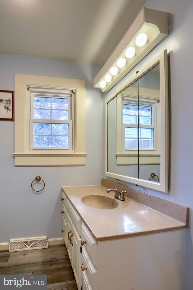621 E Walnut St, Palmyra, PA 17078 - bathroom featuring healthy amount of natural light, vanity, and wood finished floors