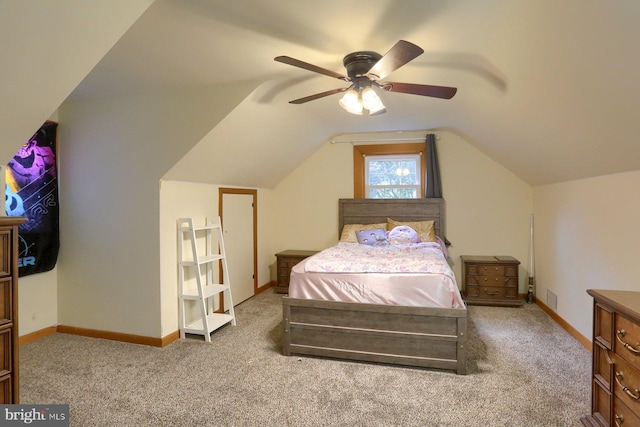 621 E Walnut St, Palmyra, PA 17078 - carpeted bedroom featuring vaulted ceiling and ceiling fan
