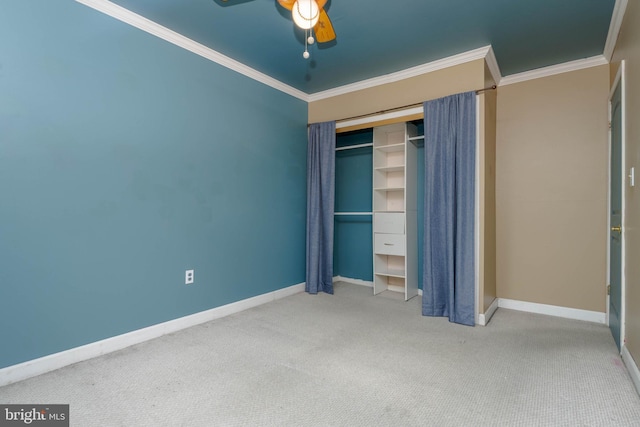 84 Transverse Unit 84, Middle River, MD 21220 - unfurnished bedroom featuring carpet, crown molding, baseboards, a closet, and ceiling fan