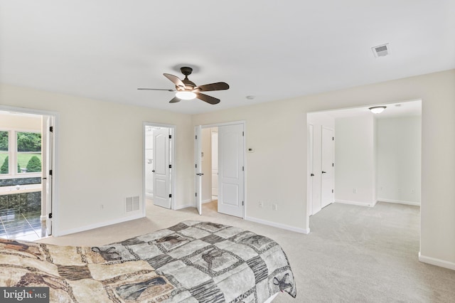 3547 Green Spring Rd, Havre De Grace, MD 21078 - unfurnished bedroom featuring light carpet, baseboards, ensuite bathroom, and ceiling fan