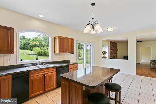 3547 Green Spring Rd, Havre De Grace, MD 21078 - kitchen with a sink, dishwasher, dark countertops, and light tile patterned floors