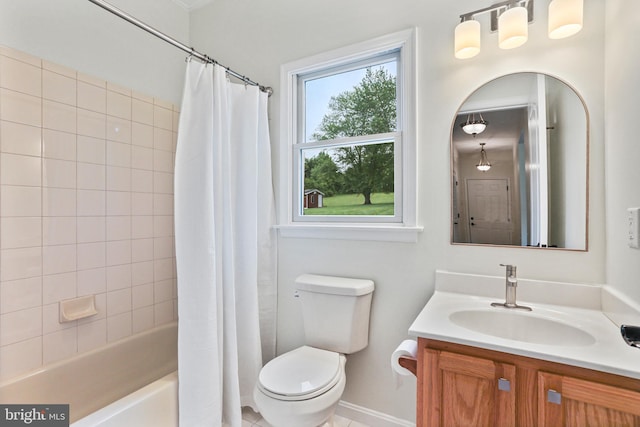 3547 Green Spring Rd, Havre De Grace, MD 21078 - bathroom featuring toilet, vanity, shower / tub combo with curtain, and baseboards