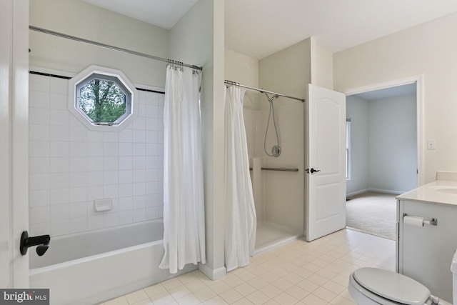 3547 Green Spring Rd, Havre De Grace, MD 21078 - full bath with tile patterned flooring, toilet, shower / bath combo, baseboards, and vanity