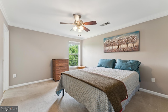 35934 Newberry Crossing Pl, Round Hill, VA 20141 - bedroom featuring ornamental molding, light colored carpet, baseboards, and ceiling fan