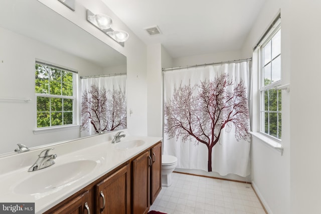 35934 Newberry Crossing Pl, Round Hill, VA 20141 - bathroom with double vanity, toilet, and plenty of natural light